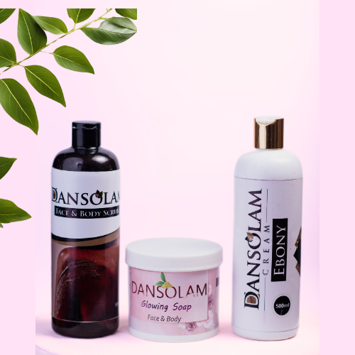 3 SET (Ebony cream Glowing Black Soap and scrub )